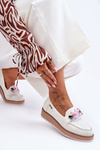 Women's Platform Moccasins with Stones White Elonore