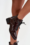 Leather Patent Ladies Ankle Boots on Block Heel Artiker 57C1119 Burgundy