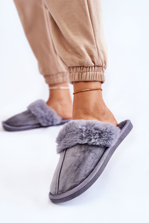 Papcie Damskie Klasyczne Futerko Szare Lorines