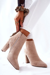 Suede Stiletto Booties Beige Rinasa 