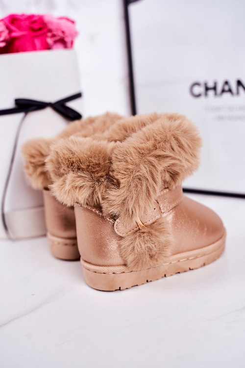 Warm Children's Snow Boots With Fur Rose Gold JellyBeans