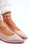 Tied Ballerinas With Rhinestones Beige Mavis