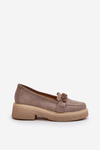 Mokasyny Zamszowe Damskie Ozdoba Zazoo 3429/W Cappuccino