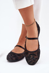 Mesh Ballet Flats With Embroidery And Decoration Black Tillilora