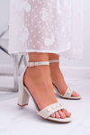Women's Stiletto Sandals with Pearls Beige Renes