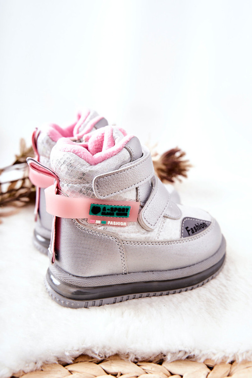 Insulated Snow Boots Zipper Silver Hesiera