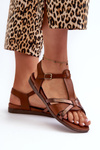 Women's Flat Sandals Made of Eco Leather Sergio Leone SK071H Brown