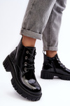 Laced Insulated Patent Boots Black Bjorg