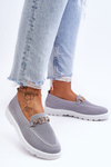 Tenisówki Damskie Wsuwane Slip-On Ozdoba Szare Alena JY301
