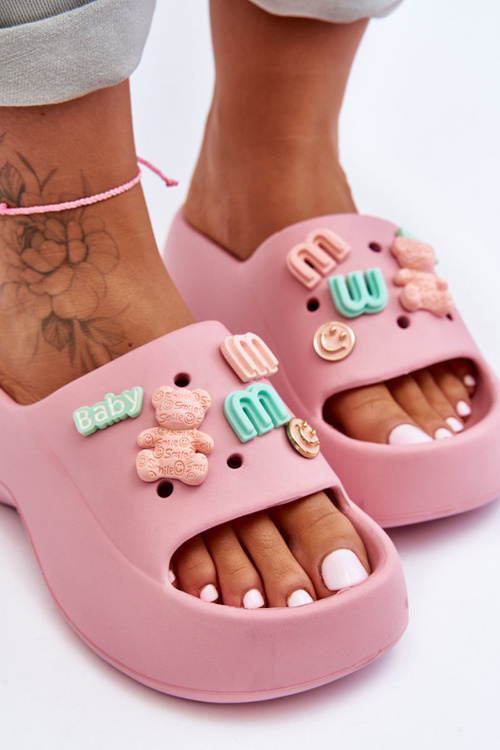 Soft Women's Foam Slippers with Decorations Pink Lorie