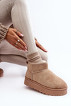 Women's Snow Boots On Platform With Furry Lining Beige Xamella