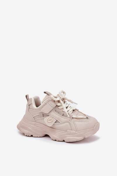 Dziecięce Sneakersy Na Platformie Beżowe Hanomess