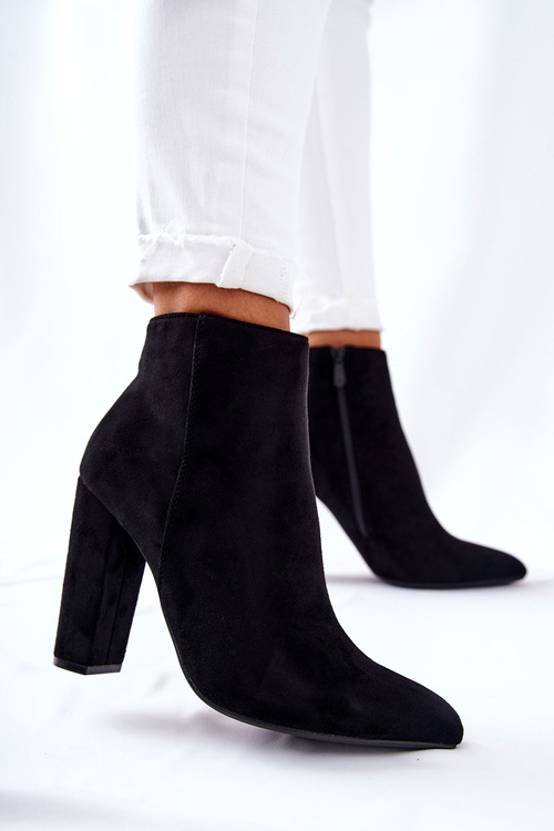 Suede Stiletto Booties Black Rinasa