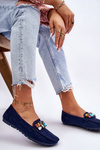 Women's Suede Loafers With Crystals navy blue Lucille