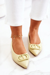 Leather Pointed Ballerinas Light Green Rachelle