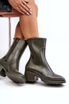 Women's Matte Wellies Boots On Heel Dark Green Bertaida