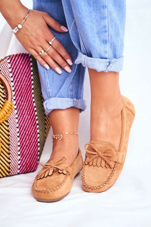 Women's Suede Moccasins Camel Velucci