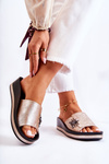 Fashionable Women's Slippers With Decoration Gold Holle