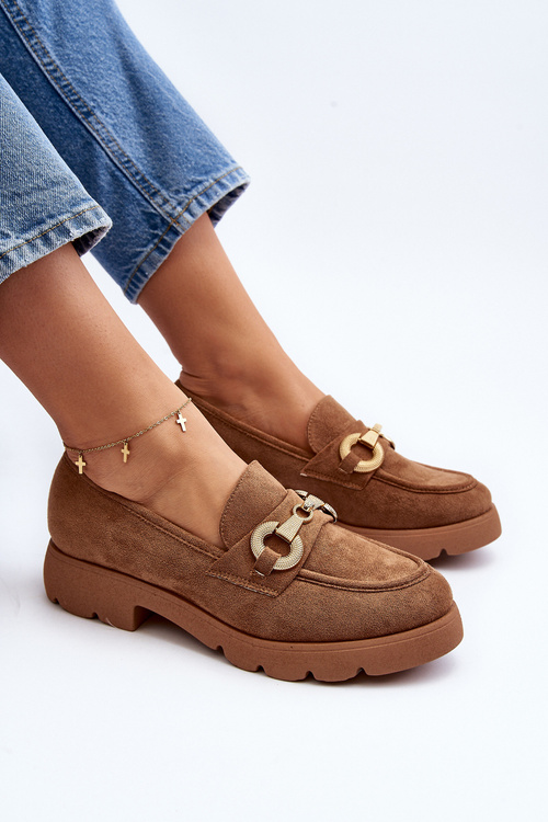 Women's Loafers with Decoration Camel Railenes