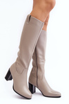 Women's gray knee-high boots with a stiletto heel Nelamessa
