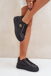 Perforated Sneakers With Gold Detail Black Cassildi