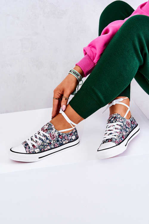 Low Sneakers With Green Flowers Desiree