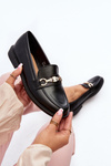 Women's Flat Heel Eco Leather Moccasins Black Vimedia