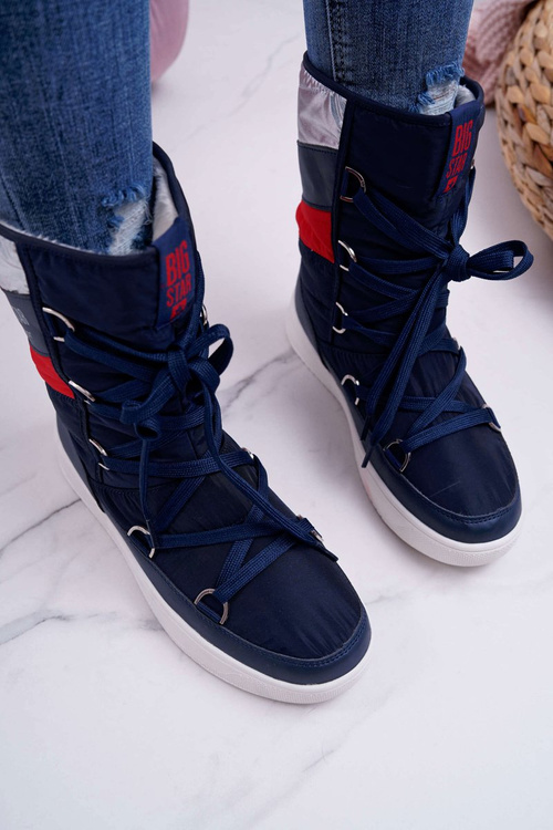Women's Fleece Warmed Snow Boots Big Star Navy Blue EE274657
