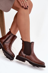 Women's winter ankle boots with zipper brown Rivelia