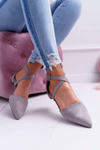 Women's Ballerinas Grey Suede Pointed Medena