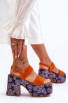 Leather Heels Sandals Maciejka 06089-18 Orange