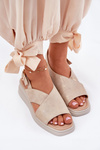 Ladies Wedge Sandals Made Of Eco Leather Golden Quilara