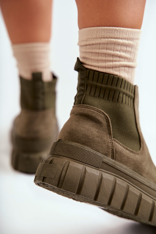 Fashionable Slip-On Boots On The Platform Green Jenna