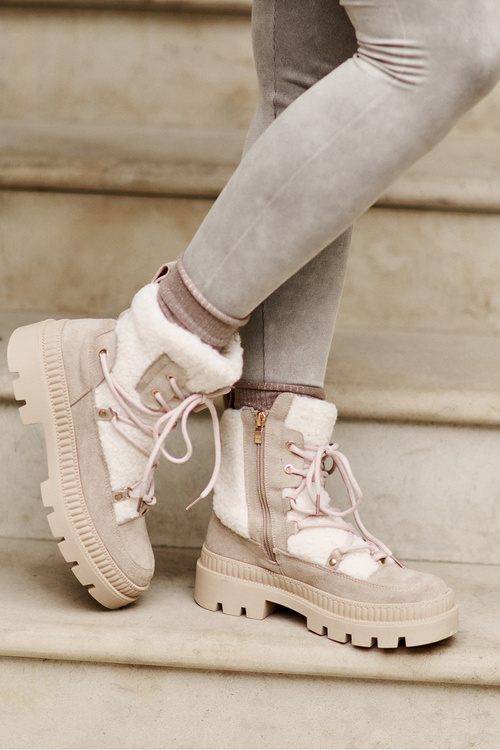 Boots With Fur Shearling Beige Merilana