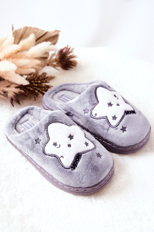 Children's Padded Slippers Stars Grey Nelli