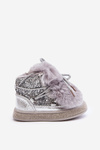 Children's snow boots with fur and sequins silver Bryana