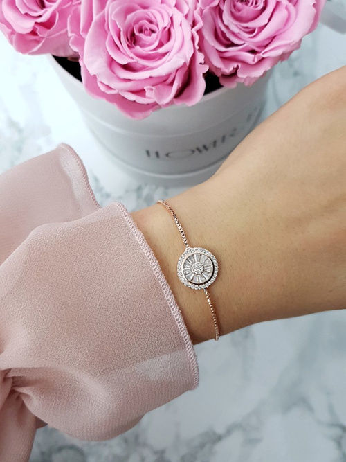 Women's Bracelet On Chain Circle Pink Gold Neli