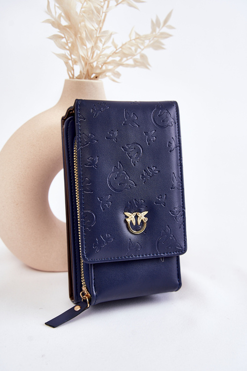 Fashionable Handbag Wallet 2in1 With Embossing Navy Savano 