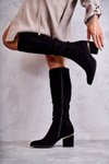 Classic Suede Boots With Black Zipper Leyette