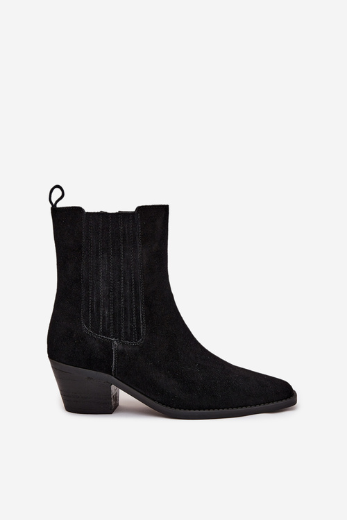 Women's Suede Ankle Boots With Heel Insulated Black Arelia