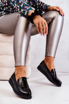 Lacquered Wedge Moccasins La.Fi Black Alannah