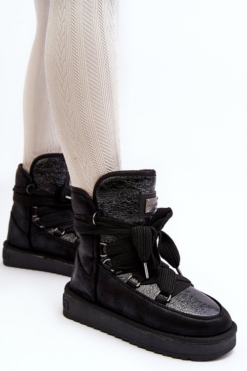 Śniegowce Damskie Wiązane Czarne D.Franklin DFSH370006