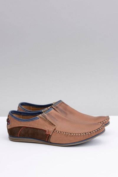 Slide-on Polish Men's Leather Moccasins Brown Teodoro