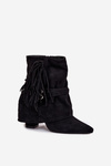 Women Ankle Boots With Fringes And Gold Buckles Evelisse