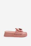 Women's Slippers with Bow and Teddy Bear Pink Katterina