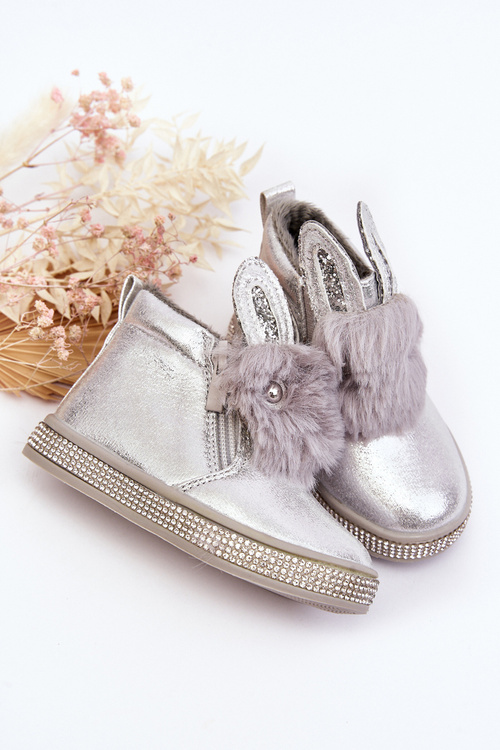 Children's Snow Boots with Zip Silver Mothia