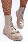Women's Glossy Boots Workery with Ornament D&A MR870-67 Light Gray