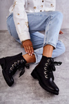 Leather Quilted Boots With Warming Black Torino