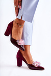 Fashionable Leather Pumps With Ornaments Maroon Louna