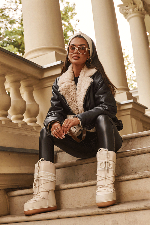 Women's High Snow Boots Beige Venila